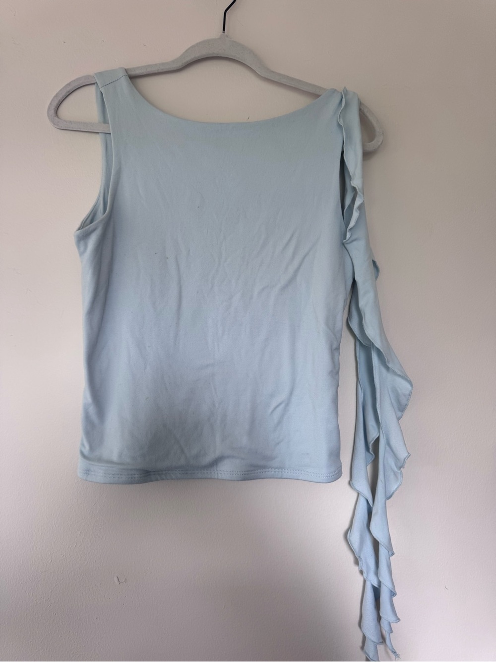 Free People Pale Blue One-Shoulder Tank with Side Tie